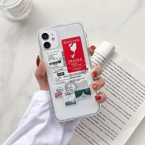 Case For HUAWEI P40 Mate 10 Lite Y7P Y6P Y6 Pro Y9 Prime P Smart Z Plus Silicone Sticker Label Bar Transparent Fashion TPU Cover
