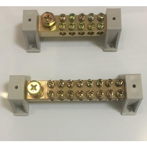 10*18mm 10x18mm 16P 20P 24P 16 20 24 Position Hole Dual Two Neutral Ground Wire Row Holder Brass Connector Bar Terminal Block