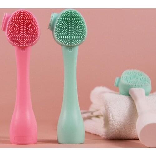 Double Side Silicone Facial Cleanser Brush Soft Hair Face Massage Washing Brush Blackhead Remover Portable Skin Care Tool