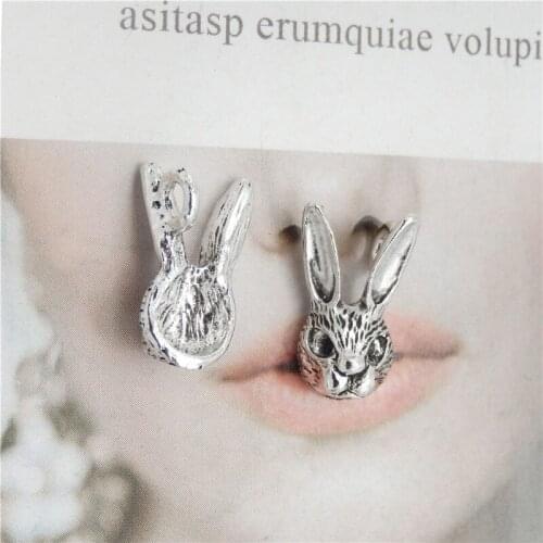 Julie Wang 20pcs Alloy Tiny Rabbit Charms Antique Silver Color Bunny Animal Pendant Necklace Bracelet Jewelry Making Accessory