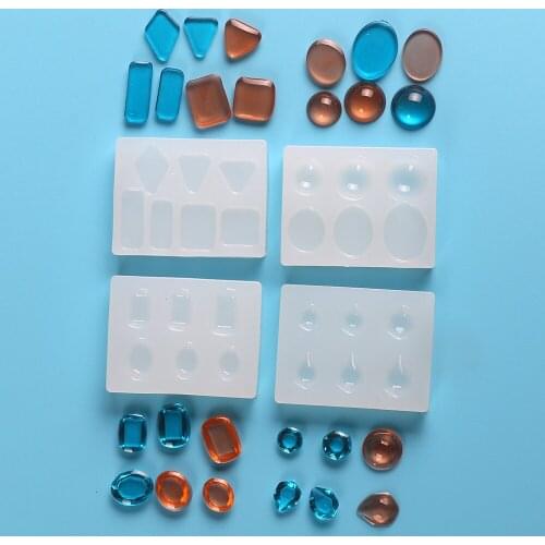 Facemile 4PCS DIY Silicone Round Square Bead Pendant Jewelry Making Resin Casting Mould Tool Fondant Candy Chocolate Cake Decor