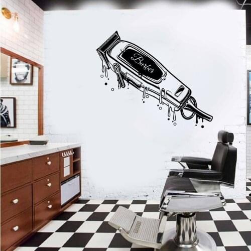 Graffiti Barber Hair Clippers Trimmers Drip Wall Sticker Haircut Hairdress Barbershop Salon Hairstyle Wall Decal Vinyl Decor