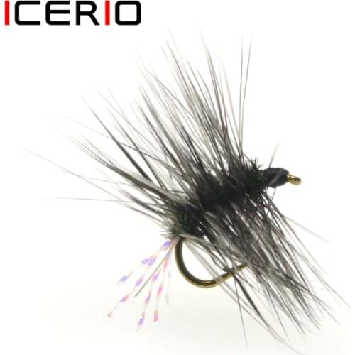 ICERIO 6PCS #12 Griffiths Gnat Dry Fly Trout Fly Fishing Lure Baits