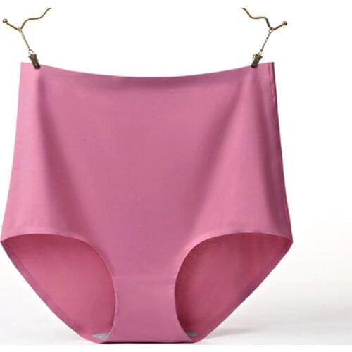 K013 4Pcs/Lot Comfortable Women Underwear Ice Silk Seamless Panties High Waist Briefs Plus Size Female Lingerie