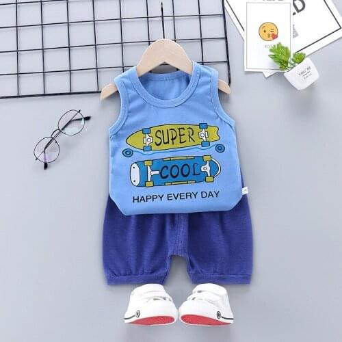 Summer Children Clothing Sets Baby Boys Girls Cotton Clothes Kids Vest+shorts Suit Toddler Boy Tracksuit Infant Girl Tops 0-4y