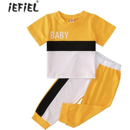 2Pcs Children Baby Toddler Boy Girl Clothing Set Contrast Color Tops Pants for Girls Kids Clothes Girls Sportwear Tracksuits Set