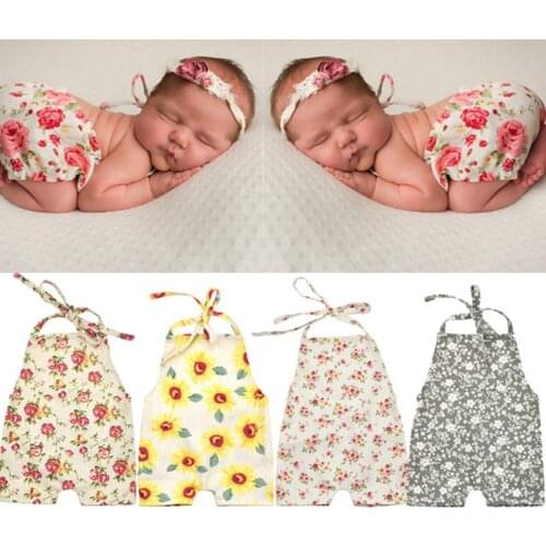 4Types Infant Photo Costume Baby Newborn Flower Cotton And Hemp Clothes Breathable Simple photography Suit