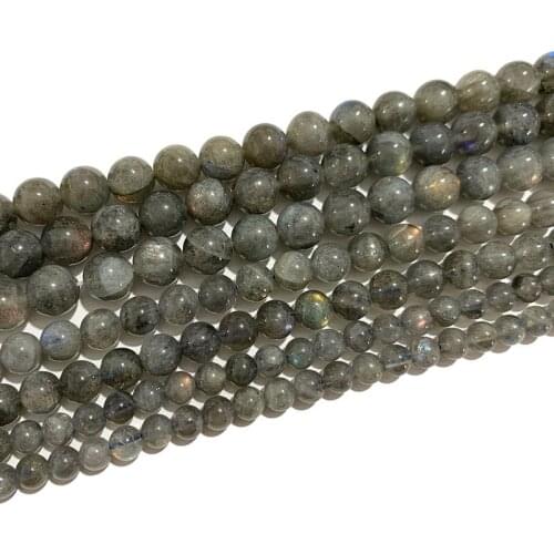 Fine AAA 100% Natural Stone Round Gray Labradorite Spacer Beads For Jewelry Making DIY Bracelet Necklace Earrings 4/6/8/10MM