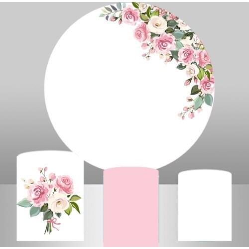 Round circle background wedding table party watercolor floral flower backdrop bridal baby shower candy banner cylinder YY-305