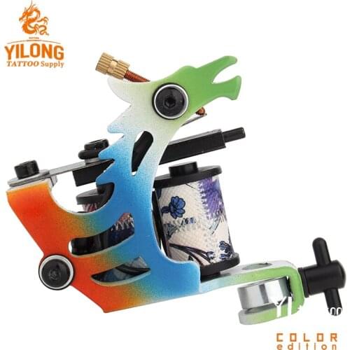 Hot Sales Wire Cutting 10 Wrap Coils Tattoo Machine For Liner And Shader Colorful Color Iron Tattoo Supplies