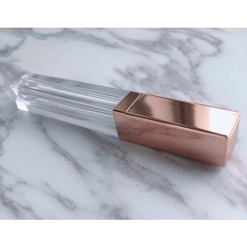 Makeup Empty Bottle Tube for Liquid Lipstick Lipgloss Rose gold/Black cap Clear Containers Packaging 5Ml Custom Label logo