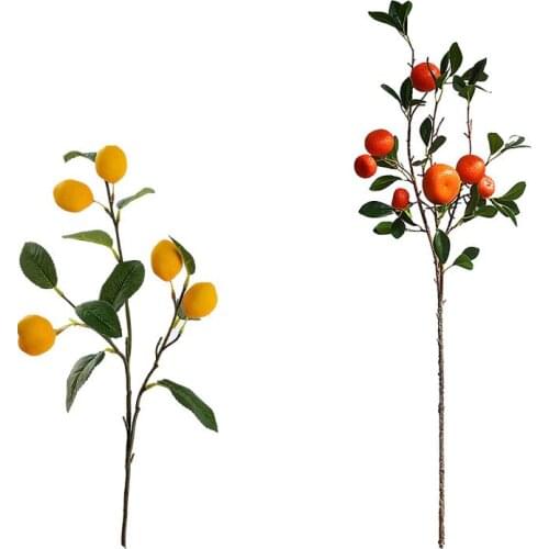 Simulation Fruit Branch Realistic Vine Artificial Lemon Bunch Fake Flowers Props Wedding Party 71cm /85cm 1pcs Imitation Plants