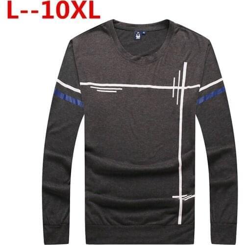 Plus size 10XL 8XL 6XL new basic long sleeve men t shirt brand clothing classic casual printed tees cotton stretch t-shirt male