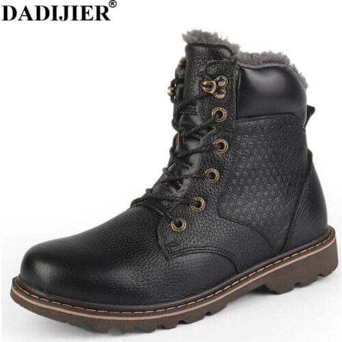DADIJIER Natural Wool Men Winter Shoes Warmest Genuine Leather Handmade Men Winter Snow Boots wyq87