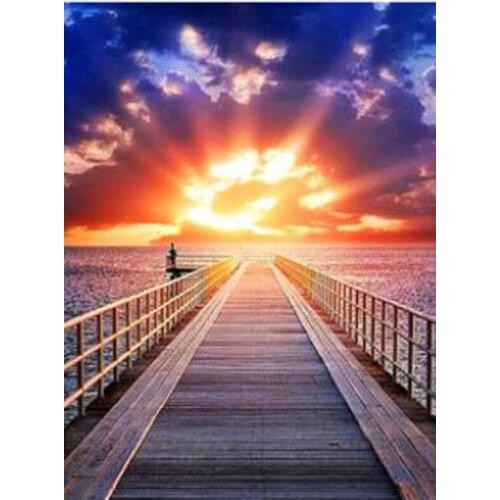 5D DIY Diamond Painting Landscape Sunset Sea Kit Full Drill Square Embroidery Mosaic Art Picture of Rhinestones Home Decor Gift