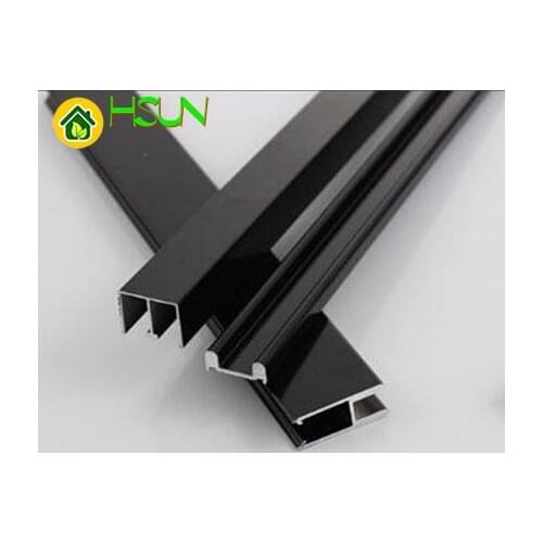 Black 8mm glass rail guide sliding door accessories showcase sliding door rail bread cabinet slot mute
