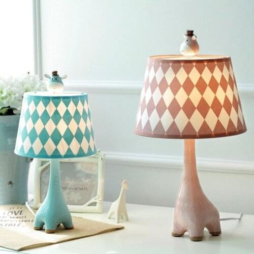 Modern European Resin Giraffe Bedroom table lamp Study Room Desk lamp creative Fabric Lampshade Study room Desk Lights