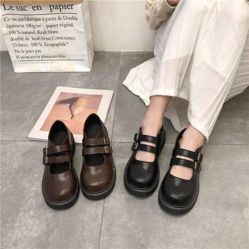 2020 Autumn New British Style r Small Leather Shoes Retro Mori Students Thick Sole Single Shoes Harajuku Wild Flat Casual Shoes