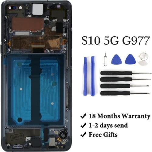 OEM Black Panel For Samsung S10 LCD Display With Frame G977 Touch Screen Panel Assembly