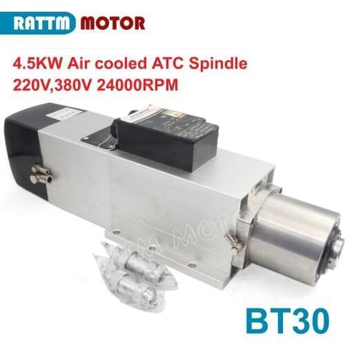 EU ship 4.5KW ATC Spindle Air cooled Automatic Tool Change Spindle Motor 24000RPM BT30 380/220V for CNC Router Milling Machine