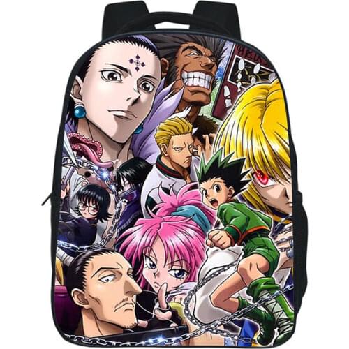 12 Inches Hunter X Hunter Backpack Anime Cartoon Print School Bags HxH Harajuku Bookbag Student Boy Girl Rucksack
