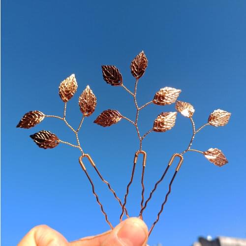 Women U-shaped Pin Metal Barrette Clip Hairpins Handmade Leaf Wedding Bridal Hair Jewelry Accessories DIY Hairstyle Design Tools