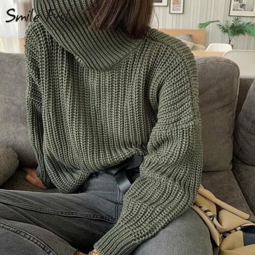 Female Pullovers Fashion Knitted Sweater Oversized 2021 New Korean Elegant Warm Solid Tops Loose Autumn Sweater Women G2115