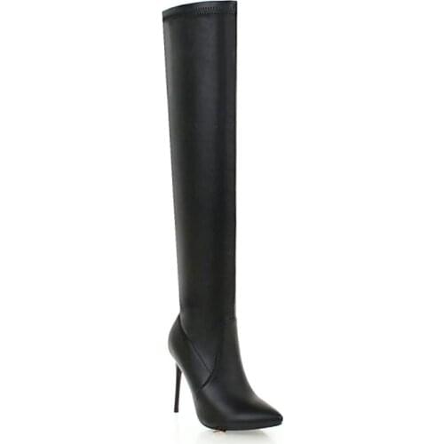 Big Size 11 12 13 14 15 Women Long Boots Woman Over The Knee Boot Inner zipper Pure color High heel boots