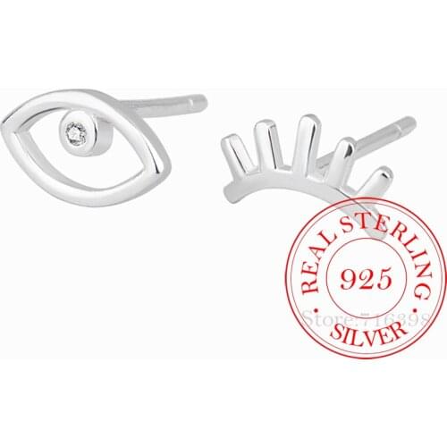 925 Sterling Silver Womens Jewelry Fashion Eyebrow Eye Stud Earrings Gift for Girls Kids Lady Madam