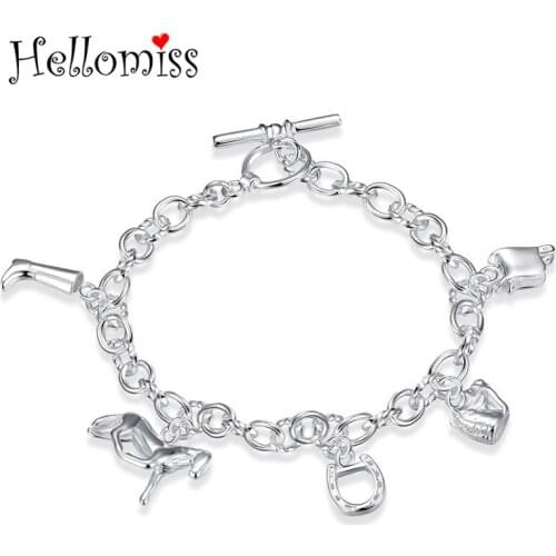 New Arrival Horse Bracelets for Women 925 Silver Charm Bracelet Chain Wristband OT Clasp Fashion Brand Jewelry Pulseras Femme
