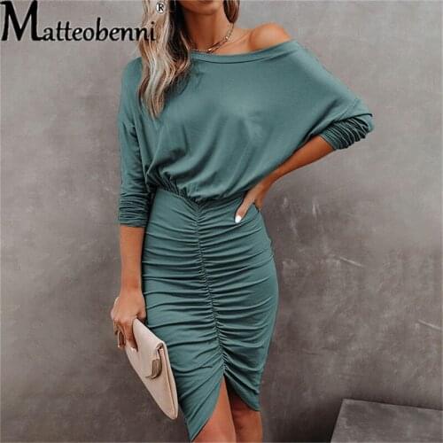 New Autumn Long Sleeve Sexy Dress Women 2021 Winter Solid Party Outfits Clubwear Elegant Streetwear Ladies Slim Wrap Hip Skirt