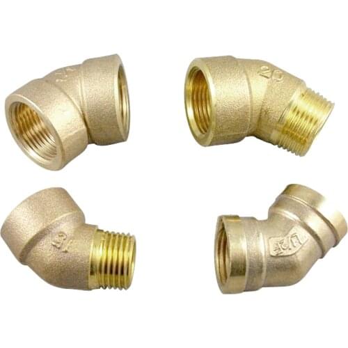 1/8" 1/4" 3/8" 1/2" 3/4" 1" 1-1/4" 1-1/2" 2" BSPP Male Female Brass 45 Degree Elbow Pipe Fitting Coupler Connector Water Gas Oil