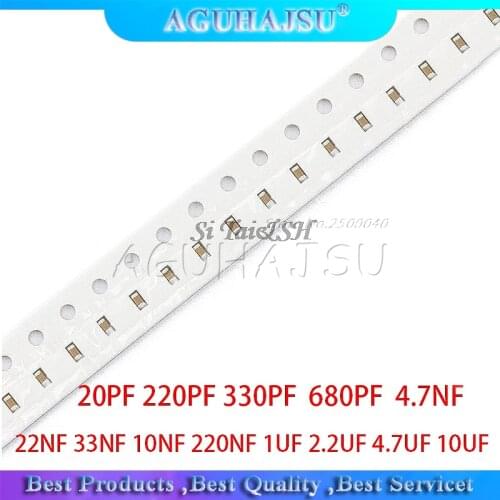 100PCS 0805 SMD capacitor ceramic 1PF-10UF 20PF 220PF 330PF 680PF 4.7NF 22NF 33NF 10NF 220NF 1UF 2.2UF 4.7UF 10UF capacitors
