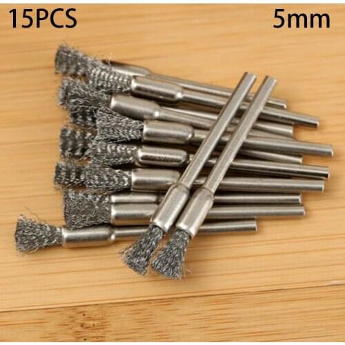 15PCS 5mm Stainless Steel Wire Brush Mold Grinder Handle Electric Rotary Drill For Mold Grinder Electric Rotary Drill Access