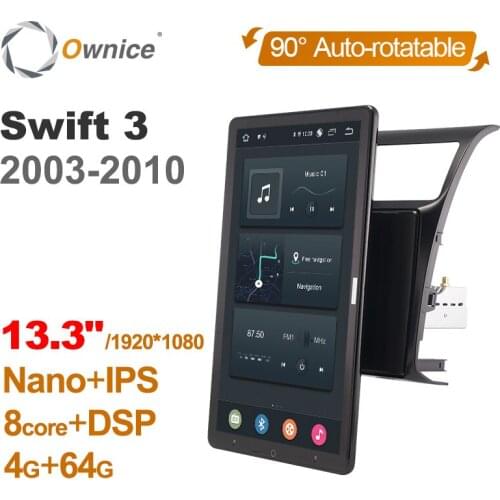 1920*1080 Ownice Android 10.0 for Suzuki Swift 3 2003 - 2010 Car Radio Auto Multimedia Video Audio head Unit 13.3" IPS Rotatable