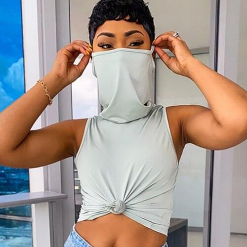 2020 New Women Summer T Shirt Sexy Sleeveless Casual Tie Turn Down Collar Solid Color Female Short Tops