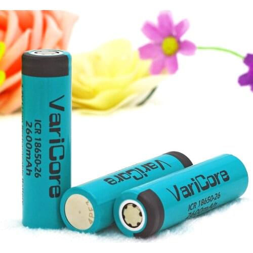 3 pcs./ LOT 100% New Original 18650 2600mAh VariCore ICR18650-26 Li-Ion Rechargeable Battery Flashlight Btteries