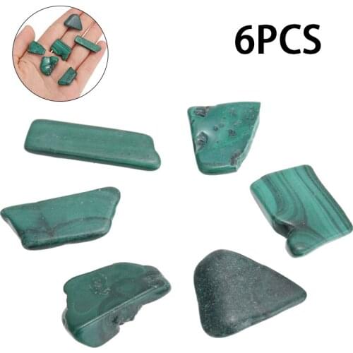 6pcs/set Green Malachite Tumbled Stones 20mm-30mm Healing Tumbled Reiki Chakra Crystal Gemstone for Garden Aquarium Ornaments