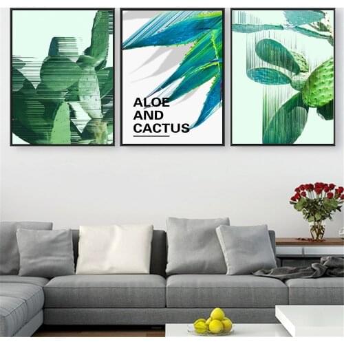 Abstract Oil Painting Cactus Poster Wall Art Picture Decoration Spring Living RoomDecoration Green Plants Canvas Painting Prints