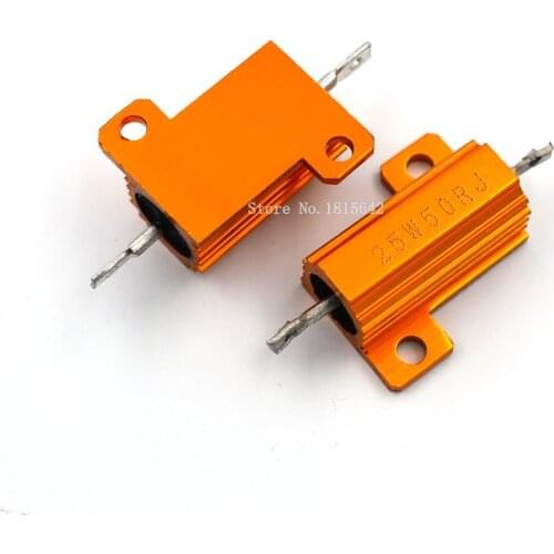 RX24 25W 50R 50RJ Power Metal Shell Aluminium Gold Resistor 25Watt 50 ohm Power Heatsink Resistance Golden Heat Sink Resistor