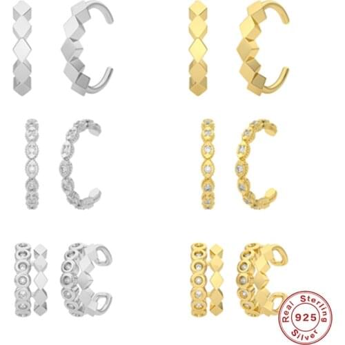 Canner 925 Sterling Silver Earrings For Women Fashionable Zircon Pendientes Plata 925 Boucle Oreille Femme Clip Earrings 1Pair