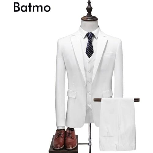 Batmo 2018 new arrival high quality white casual suits men,mens wedding dress,plus-size S-5XL 6103