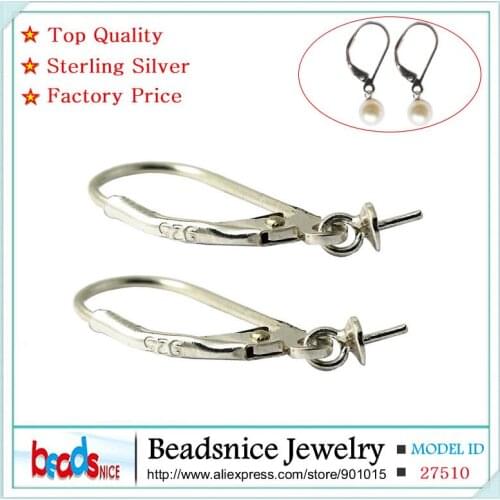 Beadsnice ID27510 925 sterling silver leverback earrings with 6mm beads bail for silver earrings making