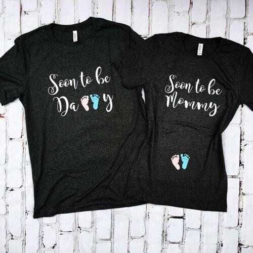 Pregnancy Reveal Shirts, Couples Pregnancy Announcement Shirts Plus Size Harajuku Tshirt