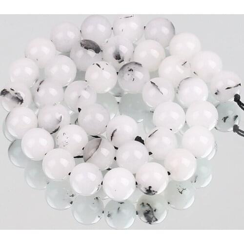 Natural White Moss Angelite Stone Beads Round Loose Spacer Beads For Jewelry Making DIY Bracelet Necklace 6/8/10mm