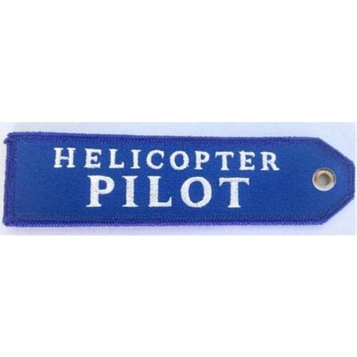 Helicopter Pilot Embroidered Key Chain Aviation Pilot Keychain Double Sided