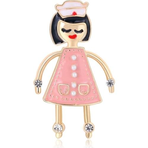 Movable Legs Nurse Brooches Women 2-color Enamel Nurse Doctor Hospital Casual Office Brooch Pins Gifts