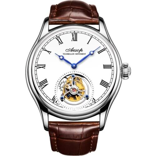 Top Brand AESOP Mens Tourbillon Skeleton Watches Man Clock Luxury Mechanical Manual Winding Wrist Watch Chrono SEAKOSS Toubillon