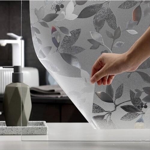 Sliding door/ window decorative static cling stained glass film transparent leaves decorative film 60cmx300cm/29cm x 300cm 1pc