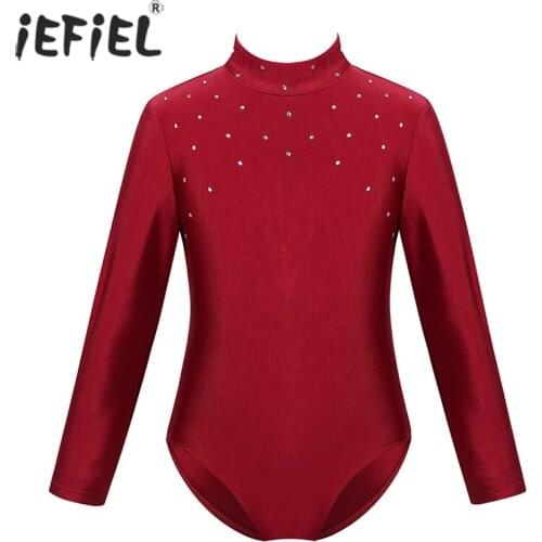 Kids Girls Bodysuit Ballet Dance Leotard Jumpsuit Long Sleeves Zippered Back Figure Ice Skating Roller Skating Gymnastics Tights